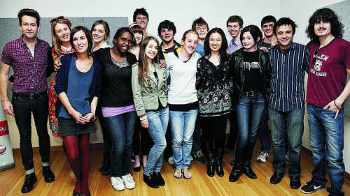 Natalie with the group of student songwriters, mentors and John Foreman. Natalie with the group of student songwriters, mentors and John Foreman.